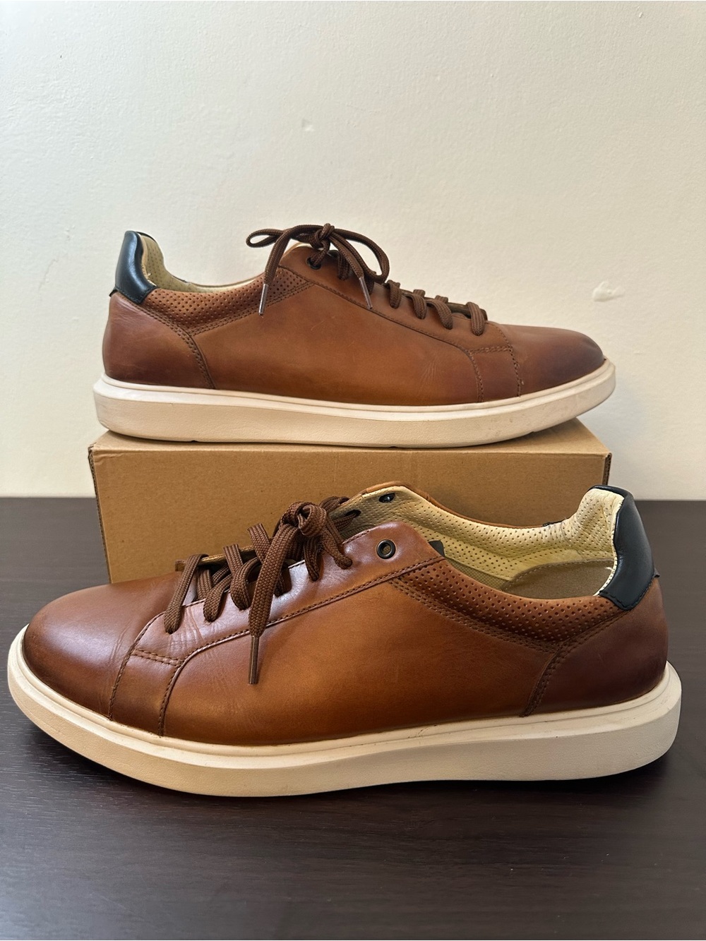 Florsheim Social Lace to Toe Brown Leather Lace Up Sneaker Size 13M Comfortech